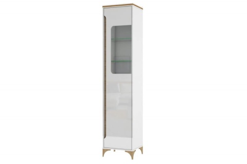 Шкаф Хлоя со Стеклом Дуб Небраска/Белый Глянец